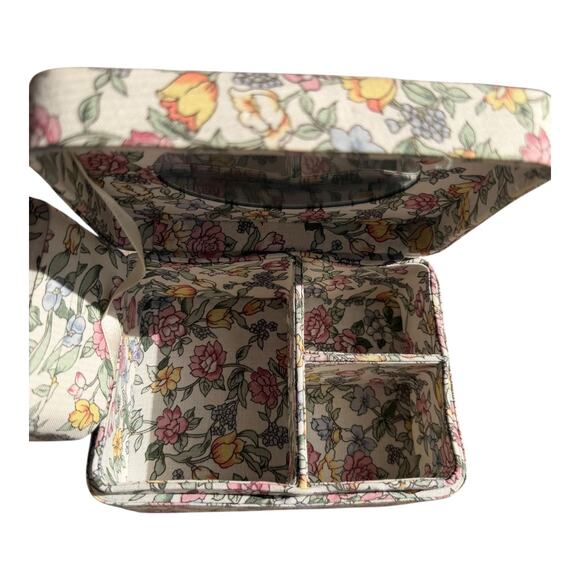 Set of 2 Vintage Liberty Style Floral Fabric Covered Trinket Jewelry Box - Picture 3 of 13